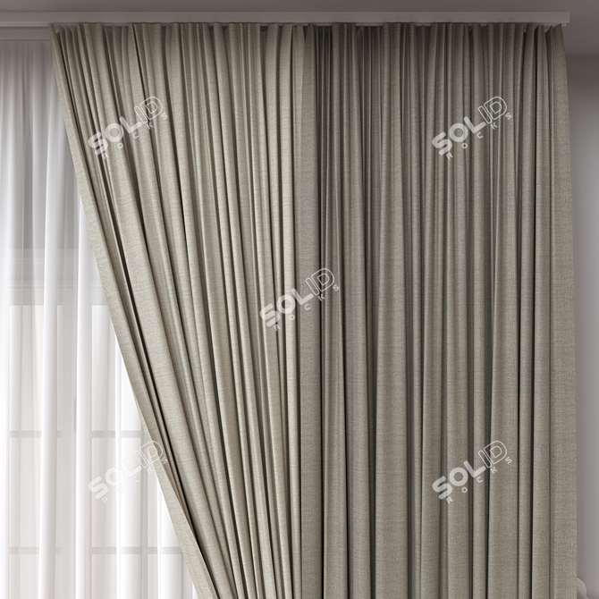 Versatile 3D Curtain Model 3D model image 3