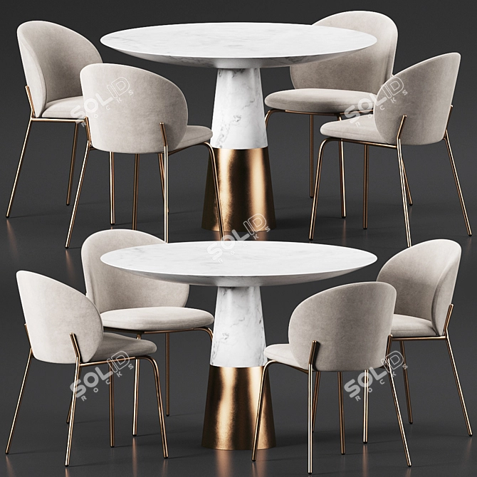 Chic Contemporary Dining Furniture Set 3D model image 1