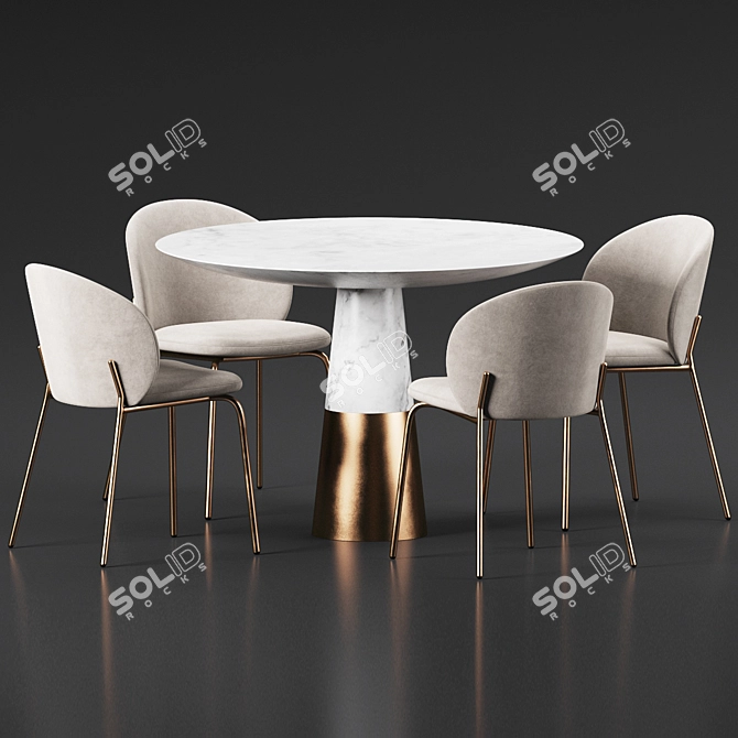 Chic Contemporary Dining Furniture Set 3D model image 3