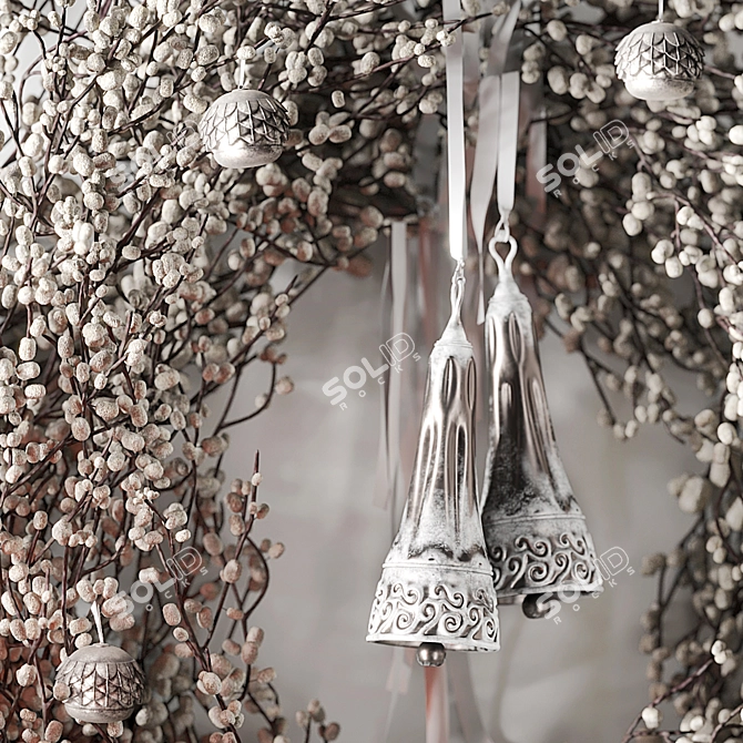 Vintage Christmas Willow Wreath Set 3D model image 3