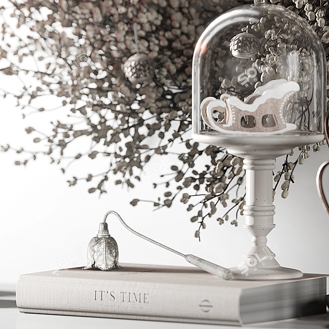 Vintage Christmas Willow Wreath Set 3D model image 4