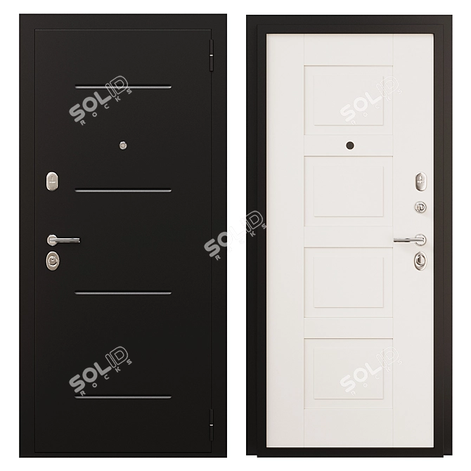 Metallic Entry Door, 960x2050x92mm, 66mm Thickness 3D model image 1