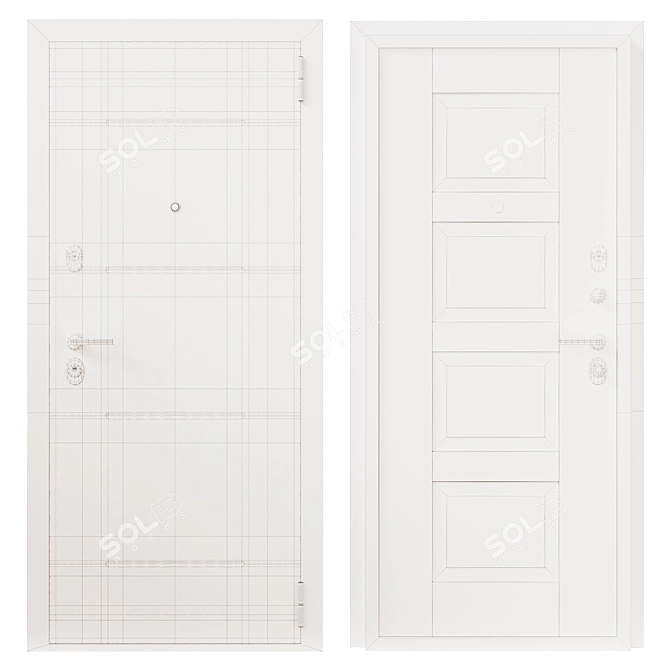 Metallic Entry Door, 960x2050x92mm, 66mm Thickness 3D model image 2