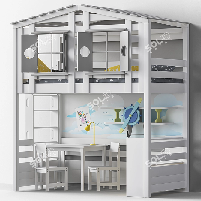 Bilbao Children's Loft Bed 3D model image 2