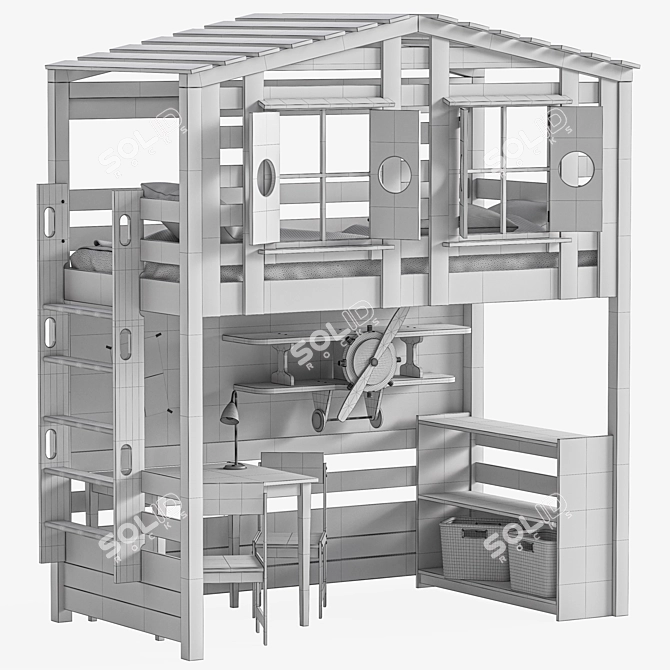 Bilbao Children's Loft Bed 3D model image 5