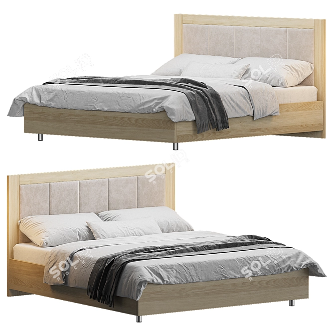 Elegant Beige Innovo Lux Bed 3D model image 1