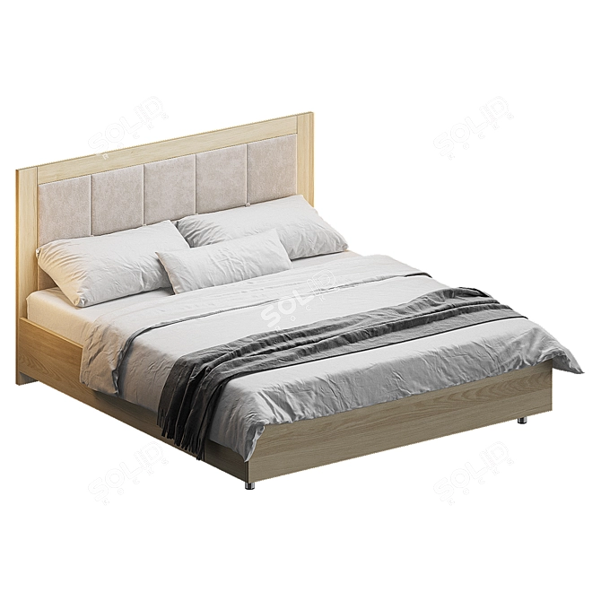 Elegant Beige Innovo Lux Bed 3D model image 2