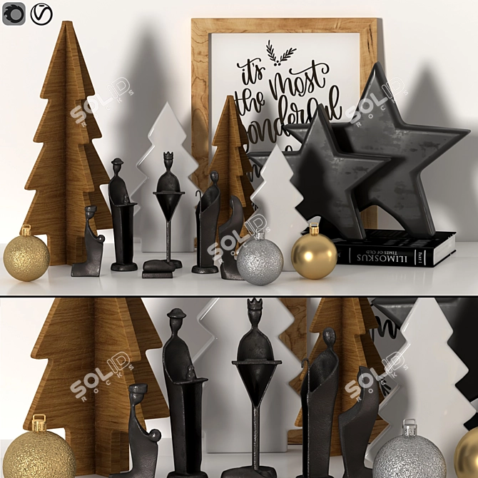 Festive Holiday Home Decor Kit 3D model image 1