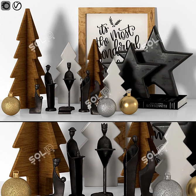 Festive Holiday Home Decor Kit 3D model image 5
