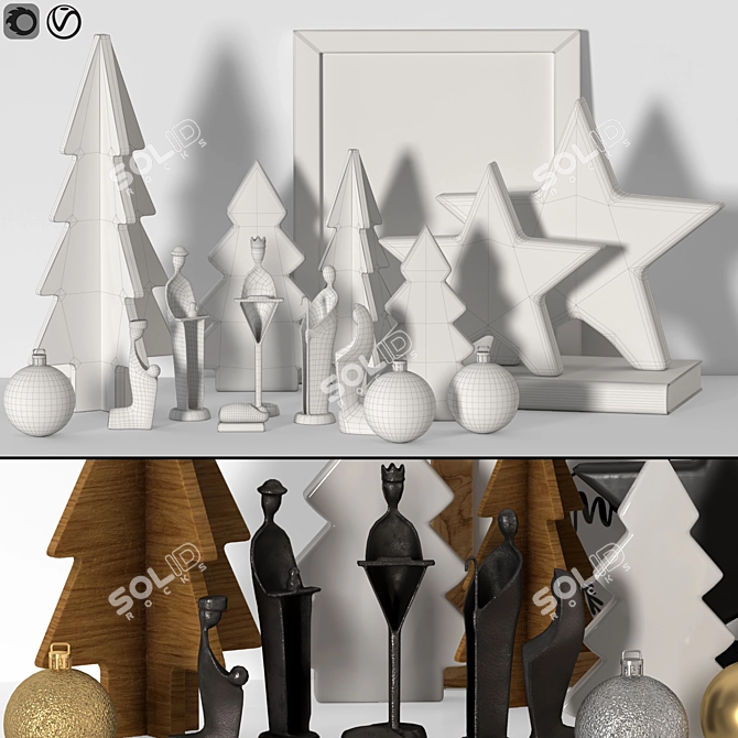 Festive Holiday Home Decor Kit 3D model image 13