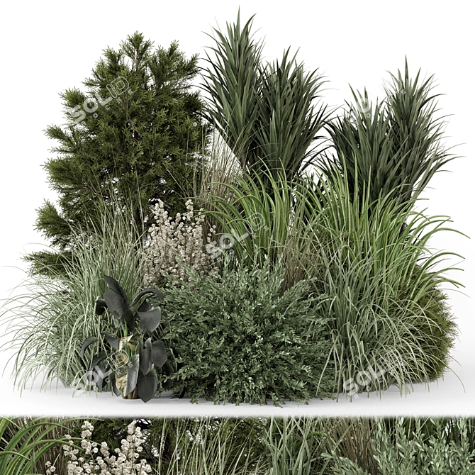 Outdoor Plants Bush Set 1281 3D model image 1