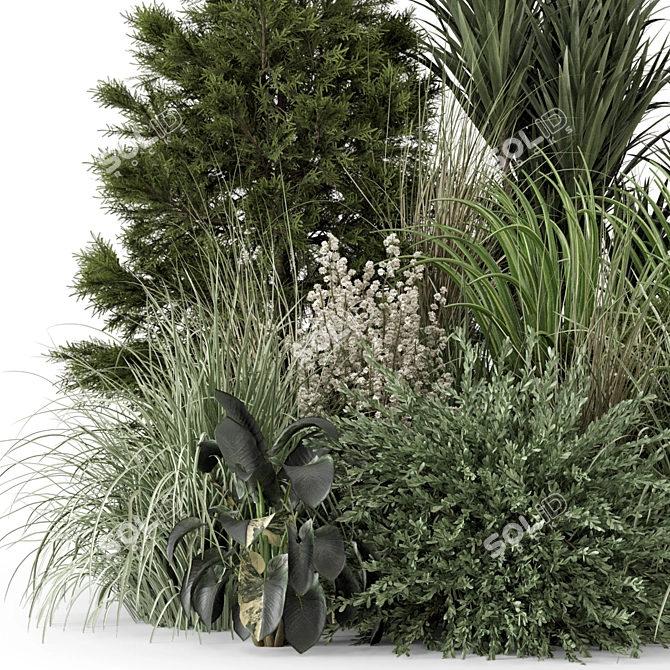 Outdoor Plants Bush Set 1281 3D model image 2