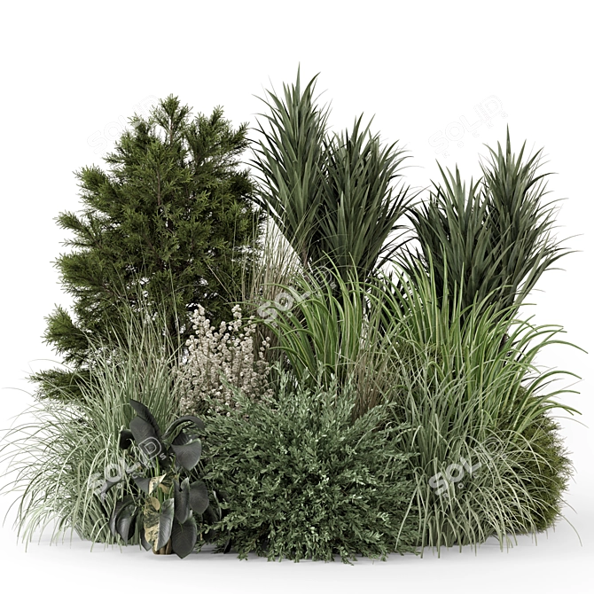 Outdoor Plants Bush Set 1281 3D model image 6