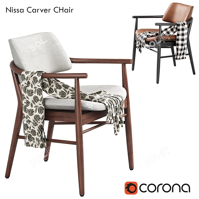  Modern Nissa Carver Chair 3D model image 1