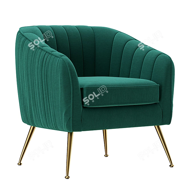 Decadent Velvet Armchair Emerald Green 3D model image 1