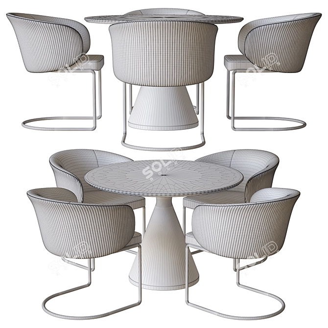 Elegant Visionnaire Carmen Chair Set 3D model image 4