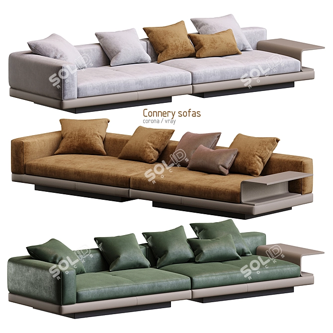 Modern Minimalist Elegant Sofa 3D model image 1