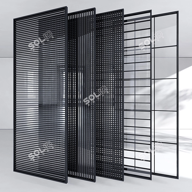 Modern Aluminum Door Panel Set 3D model image 3