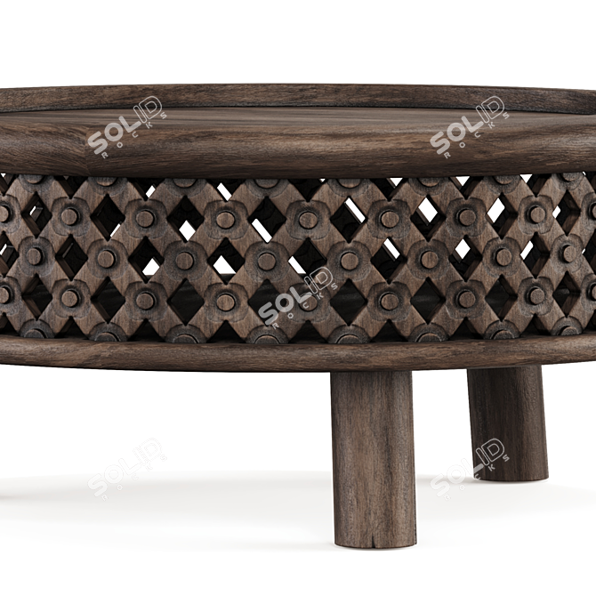 Handcrafted Elm Wood Coffee Table 3D model image 2