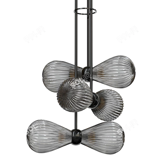 Modern Black 6-Light Pendant 3D model image 1