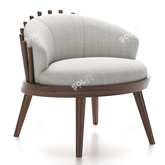 Modern Upholstered Armchair in Walnut 3D model image 1