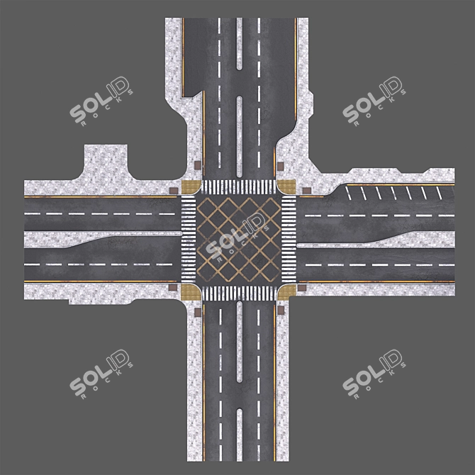 Crossroad 3D Model Asset 3D model image 2