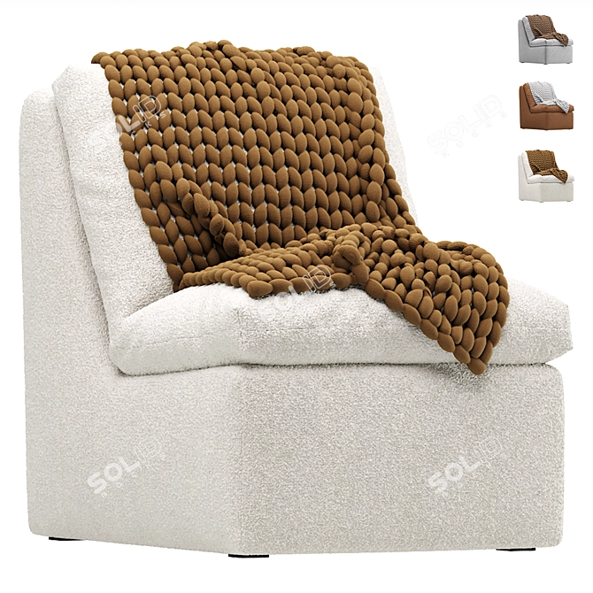 Parsi Cozy Ivory Armchair Set 3D model image 1