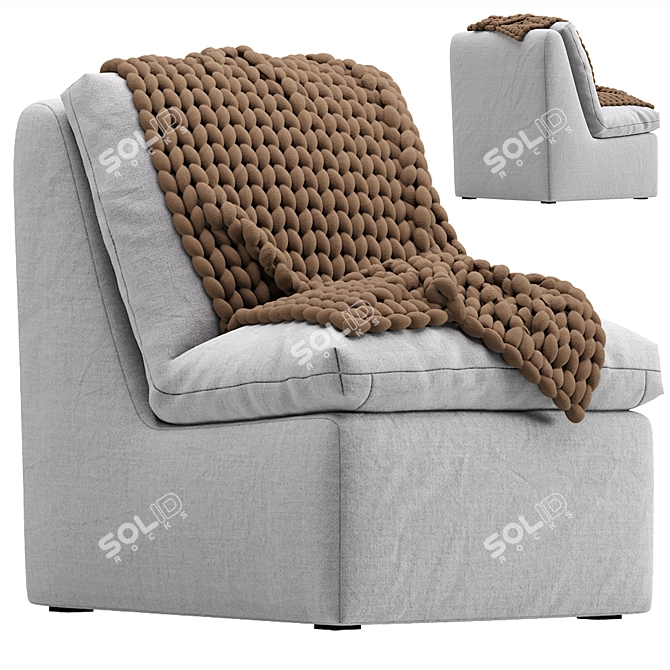 Parsi Cozy Ivory Armchair Set 3D model image 2