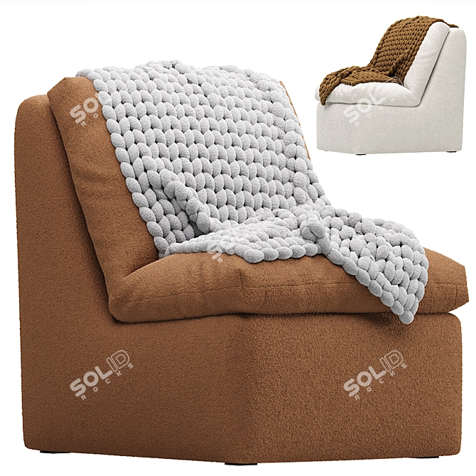 Parsi Cozy Ivory Armchair Set 3D model image 3