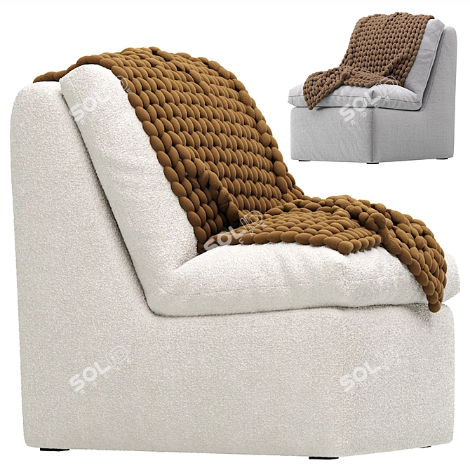 Parsi Cozy Ivory Armchair Set 3D model image 4