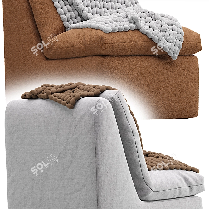 Parsi Cozy Ivory Armchair Set 3D model image 6