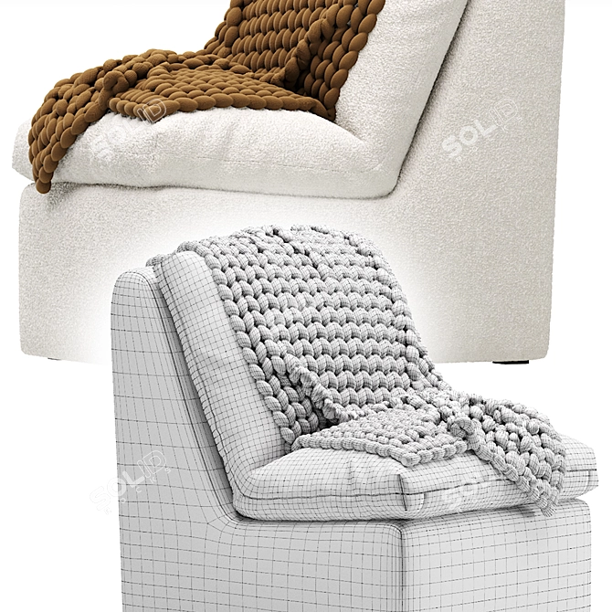 Parsi Cozy Ivory Armchair Set 3D model image 7