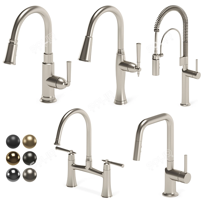 Modern Kitchen Faucet Set 3D model image 2