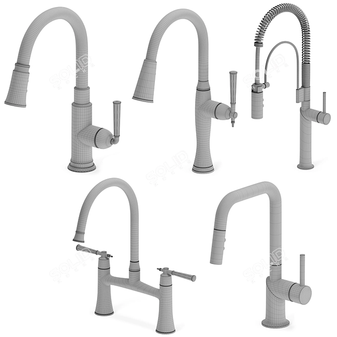 Modern Kitchen Faucet Set 3D model image 8