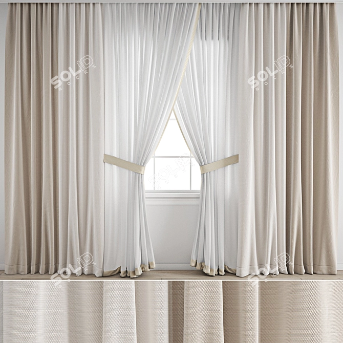 High-Quality Polygonal Curtain Model 3D model image 1