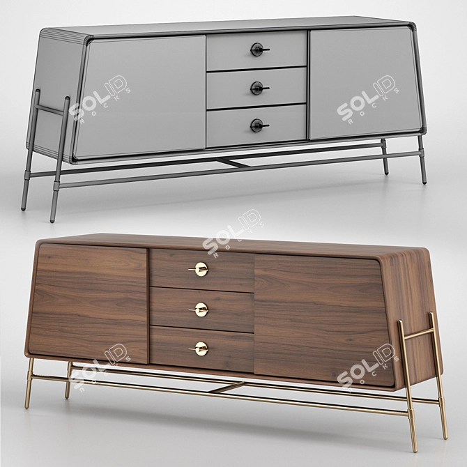 Modern Minimalist Holly Sideboard Model 3D model image 2