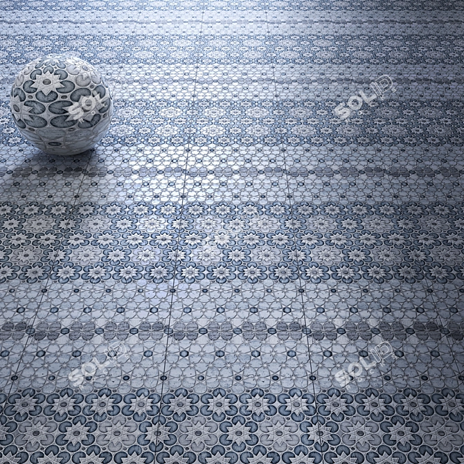 Ceramic Geometric Patterned Tiles Set 3D model image 2