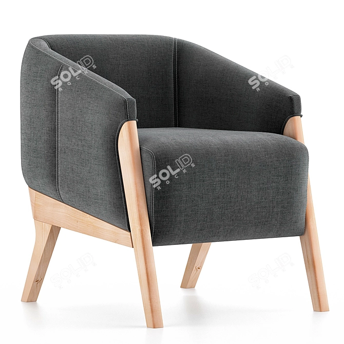 Modern Teak Finish Armchair 3D model image 1