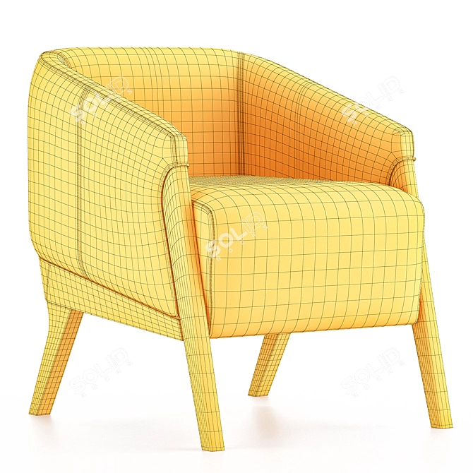 Modern Teak Finish Armchair 3D model image 2