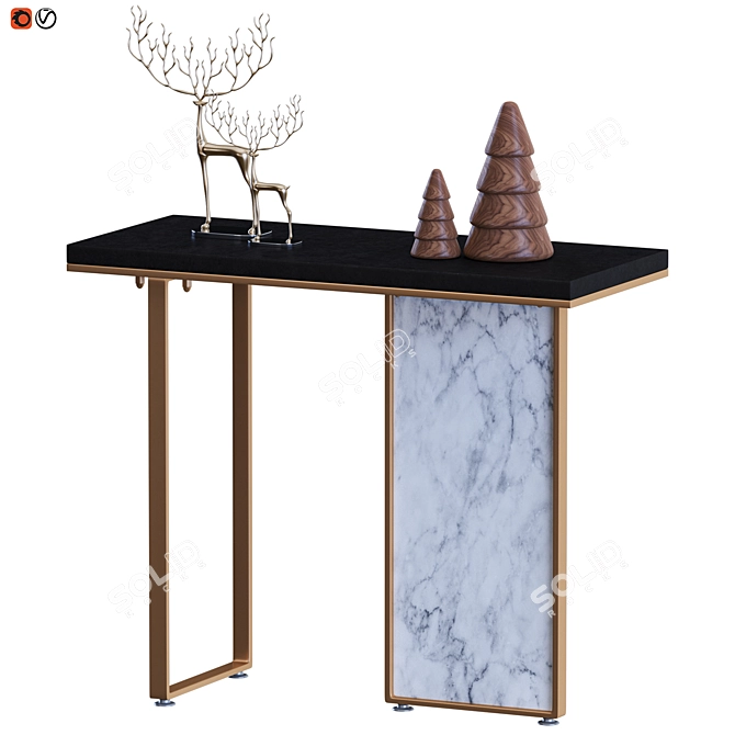 Sleek Wooden Console Entryway Table 3D model image 2