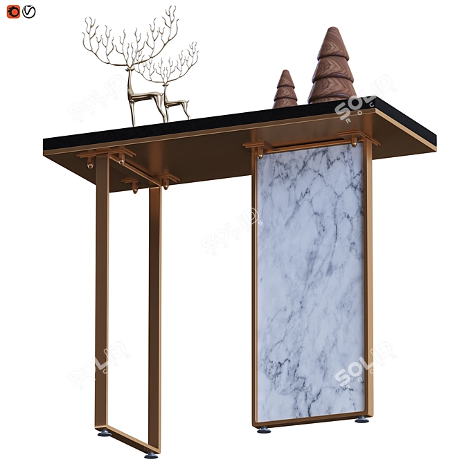 Sleek Wooden Console Entryway Table 3D model image 5