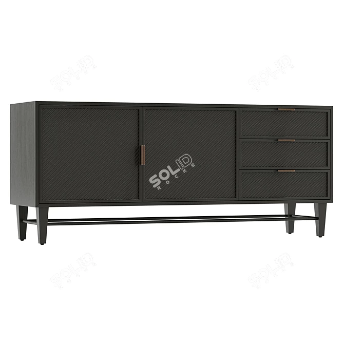 Hand-Crafted Wallace Cane Sideboard 3D model image 1