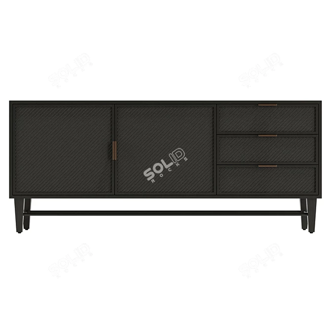 Hand-Crafted Wallace Cane Sideboard 3D model image 2