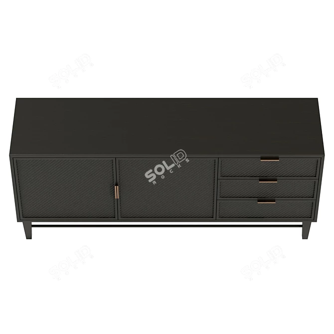 Hand-Crafted Wallace Cane Sideboard 3D model image 3