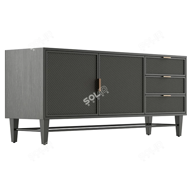 Hand-Crafted Wallace Cane Sideboard 3D model image 4