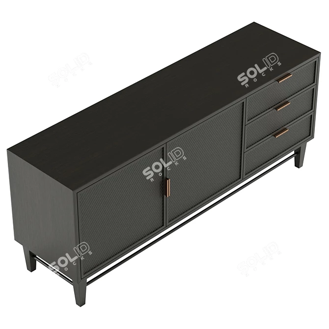 Hand-Crafted Wallace Cane Sideboard 3D model image 5