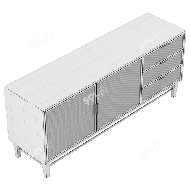 Hand-Crafted Wallace Cane Sideboard 3D model image 6