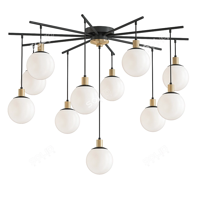 Sleek Nordic Chandelier Fixture 3D model image 1