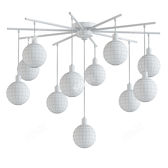 Sleek Nordic Chandelier Fixture 3D model image 2