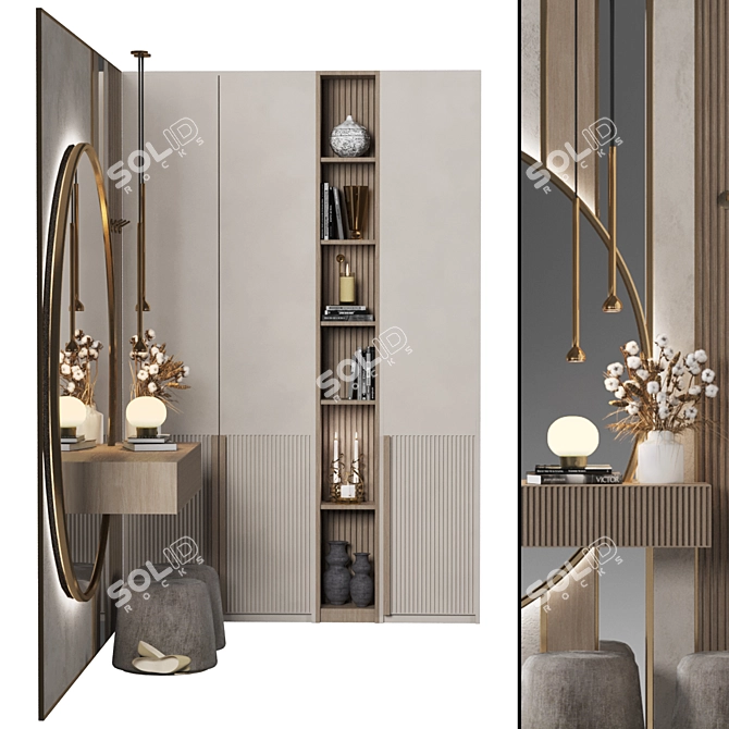 Modern Hallway Furniture Set 3D model image 2